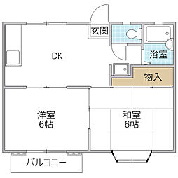 ヴィラ松涛 2DKの間取図画像