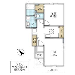 アプローズ・カーサB 1LDKの間取図画像