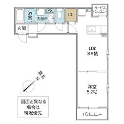 シエリア3 1LDKの間取図画像
