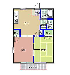 フジハイム 2DKの間取図画像