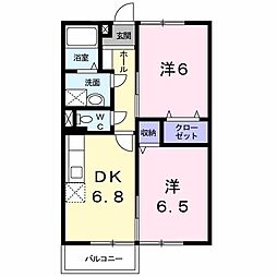 センターベルB 2DKの間取図画像