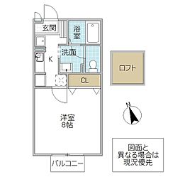 ディアフラッツEBA 1Kの間取図画像