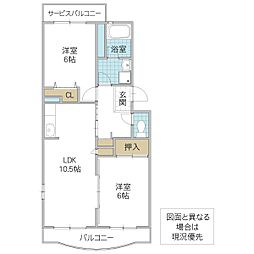 パティオマンション3 2LDKの間取図画像