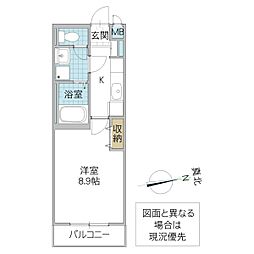 プレスト水戸桜川 1Kの間取図画像
