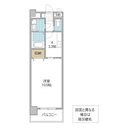 プレスト水戸中央 1Kの間取図画像