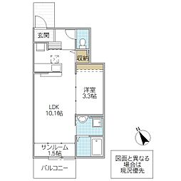 ポルト・リヴェール 1LDKの間取図画像