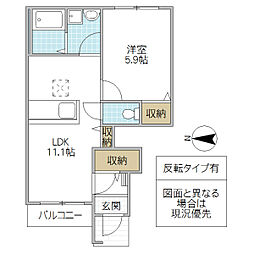 カナン 1LDKの間取図画像