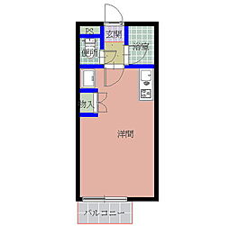 Kハイツ-A ワンルームの間取図画像