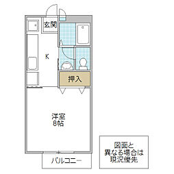 サンクリスタル松ケ丘 1Kの間取図画像