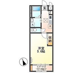 KY キューブ(KY CUBE) 1Kの間取図画像