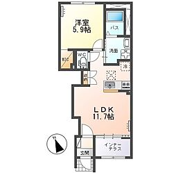 KY トリニティ(KY Trinity) 1LDKの間取図画像