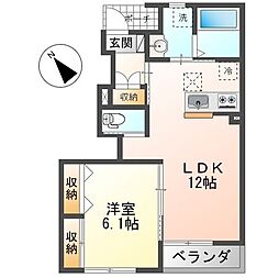 仮)元吉田町新築アパート 1LDKの間取図画像