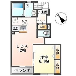 仮)元吉田町新築アパート 1LDKの間取図画像