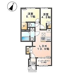 仮)水戸市酒門町新築アパート 2LDKの間取図画像