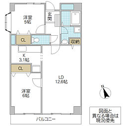 グレイスヒルズマンション 2LDKの間取図画像