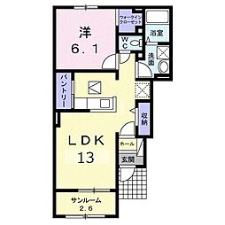 ルピナス2 1LDKの間取図画像