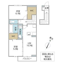 グランツィーモ 2LDKの間取図画像