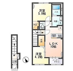 仮)水戸市笠原町新築アパート 2LDKの間取図画像