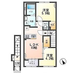 仮)水戸市笠原町新築アパート 2LDKの間取図画像
