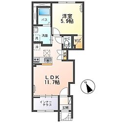 仮)水戸市笠原町新築アパート 1LDKの間取図画像