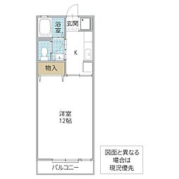 ルビーハイツ2 1Kの間取図画像