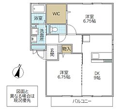 大黒屋七番館 2DKの間取図画像