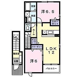エアリーヒルB 2LDKの間取図画像
