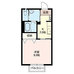 カントリーハウス 1Kの間取図画像