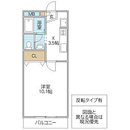 クリアマンション 1Kの間取図画像