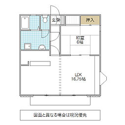 ファイブウッドB棟 1LDKの間取図画像
