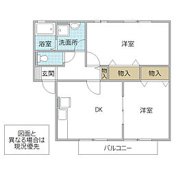 ロイヤルガーデン四季の杜D 2LDKの間取図画像