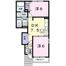 グリーンヴィラC 2DKの間取図画像