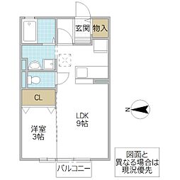 マノワールKB 1LDKの間取図画像