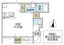 レーガベーネ長堀D棟 ワンルームの間取図画像