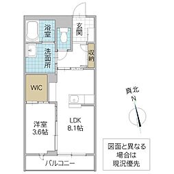 エクラシエ元吉田 1LDKの間取図画像