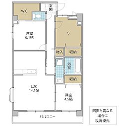 プレスト水戸中央 2SLDKの間取図画像