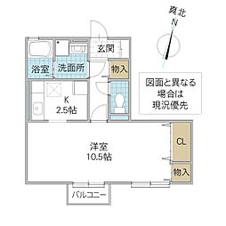 プリンセス 1Kの間取図画像