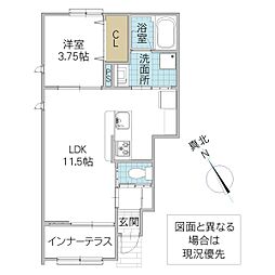レーガベーネ堀口A 1LDKの間取図画像