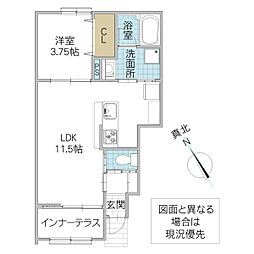 レーガベーネ堀口B 1LDKの間取図画像