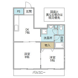 グランソーレ 2DKの間取図画像