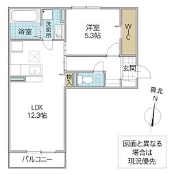 ソル・レヴェンテA 1LDKの間取図画像