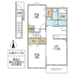 セントクララアパートメントB 2LDKの間取図画像