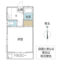 アパート 1Kの間取図画像