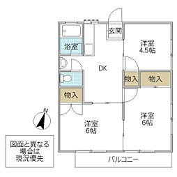 メモリアルレジデンスA 3DKの間取図画像