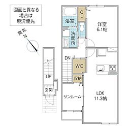 コリーナディヴェルデ1 1LDKの間取図画像