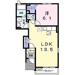 ガーデンレイC棟 1LDKの間取図画像