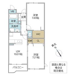 ジェルメ 2LDKの間取図画像