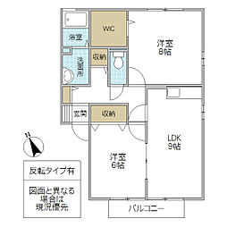 名木内コートC 2LDKの間取図画像