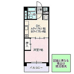 コーラルトップ 1DKの間取図画像