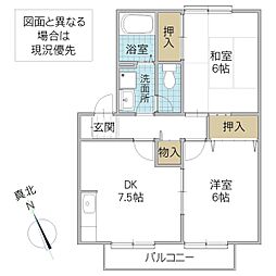 ソフィアコート 2DKの間取図画像